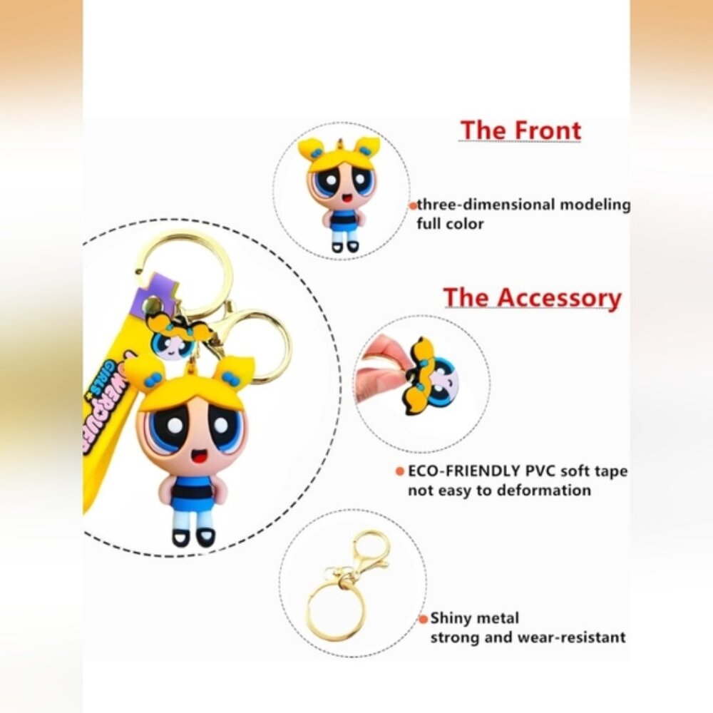 Powderpuff Girls Bubbles Keychain Or Bag Charm (New) - Picture 3 of 4